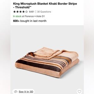 King Microplush Blanket Khaki Border Stripe - Threshold